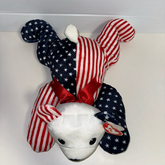 Ty "Sparkler Bear" Plush Pillow Pals 14" Red White Blue Patriotic Stuffed Teddy - Picture 10 of 16